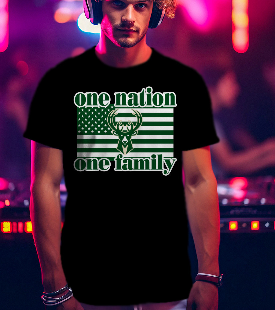 One Nation One Family 74 Milwaukee Bucks T-Shirt