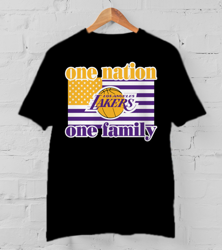 Los Angeles Lakers One Nation One Family American Flag T-Shirt