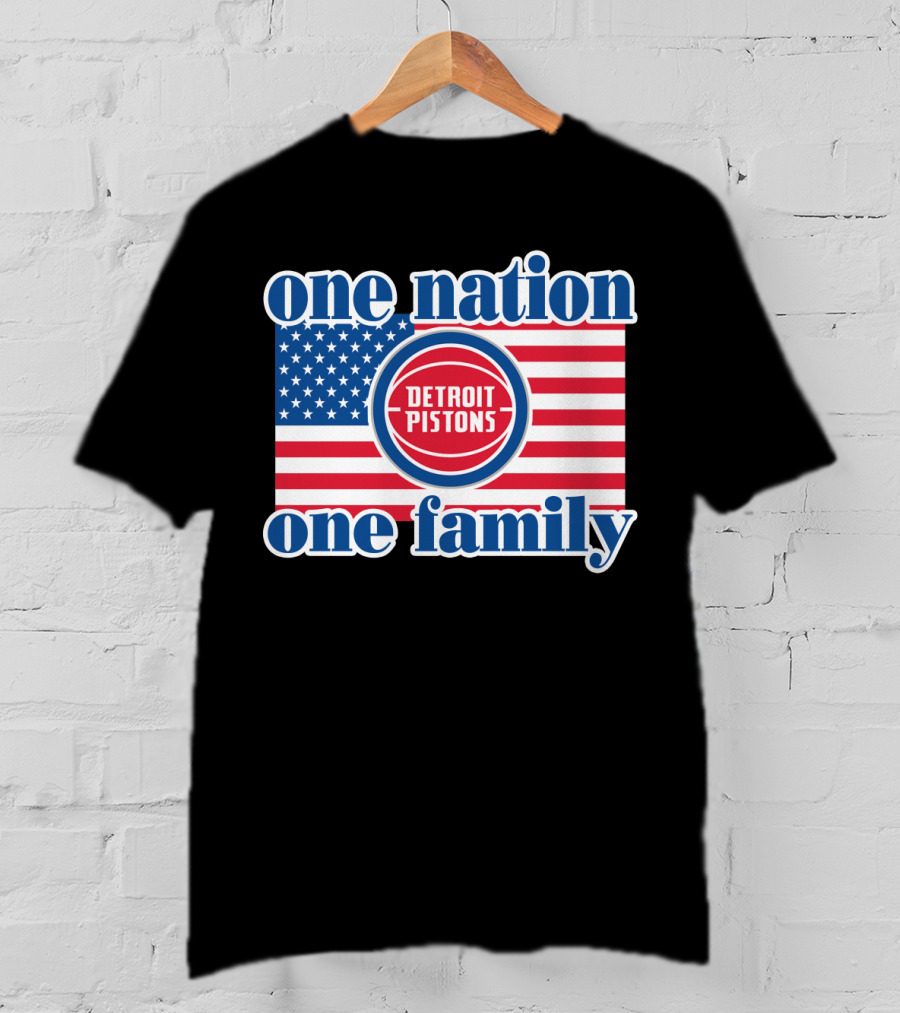 One Nation One Family Detroit Pistons 81 Usa Flag T-Shirt
