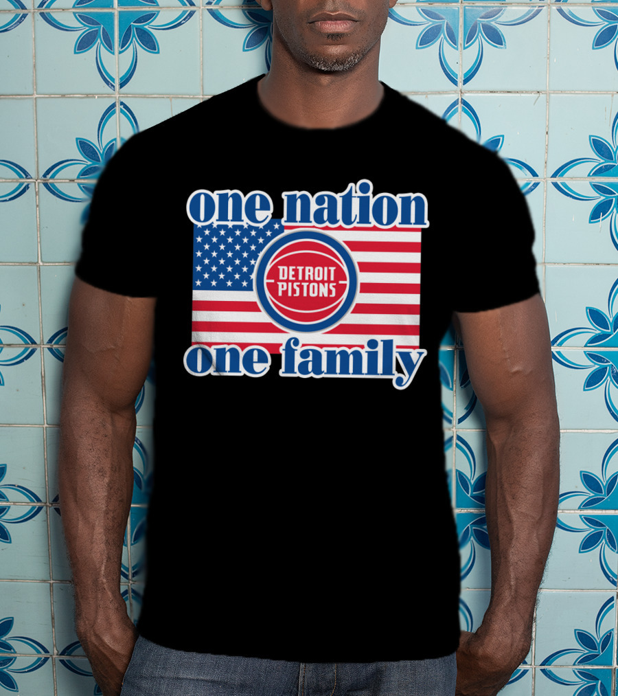 One Nation One Family Detroit Pistons 81 Usa Flag T-Shirt