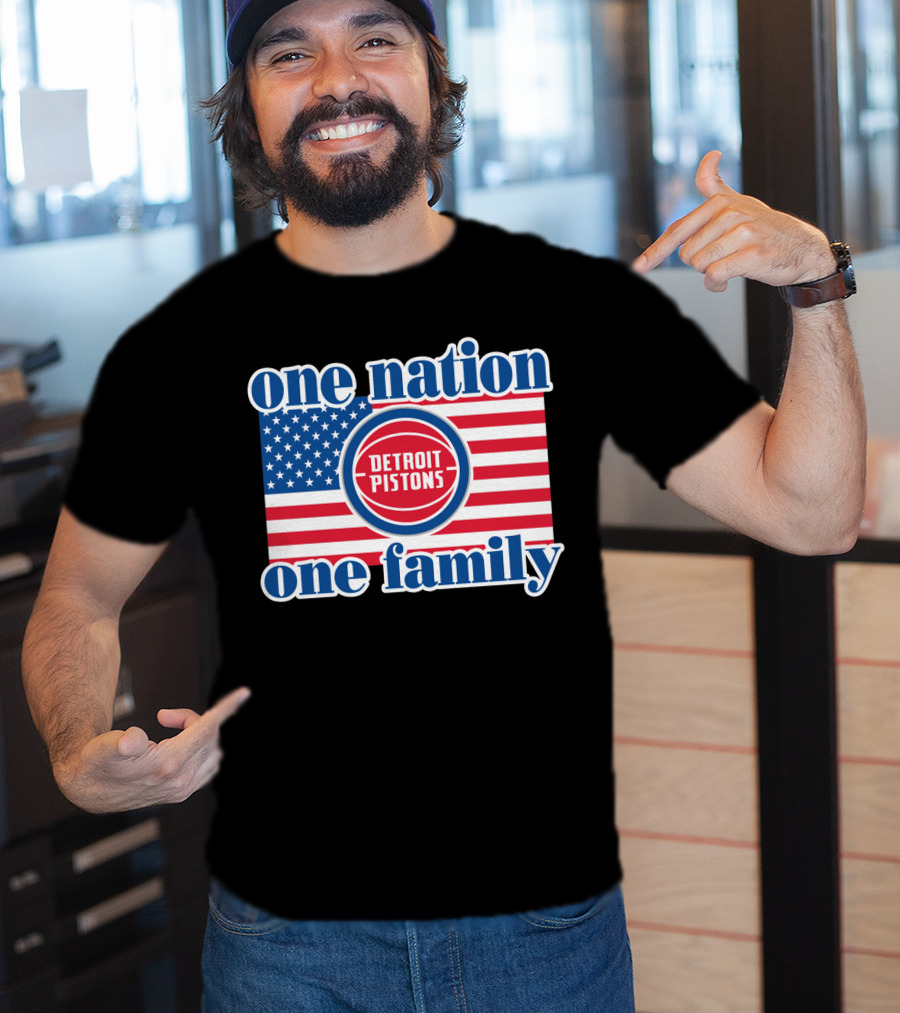 One Nation One Family Detroit Pistons 81 Usa Flag T-Shirt