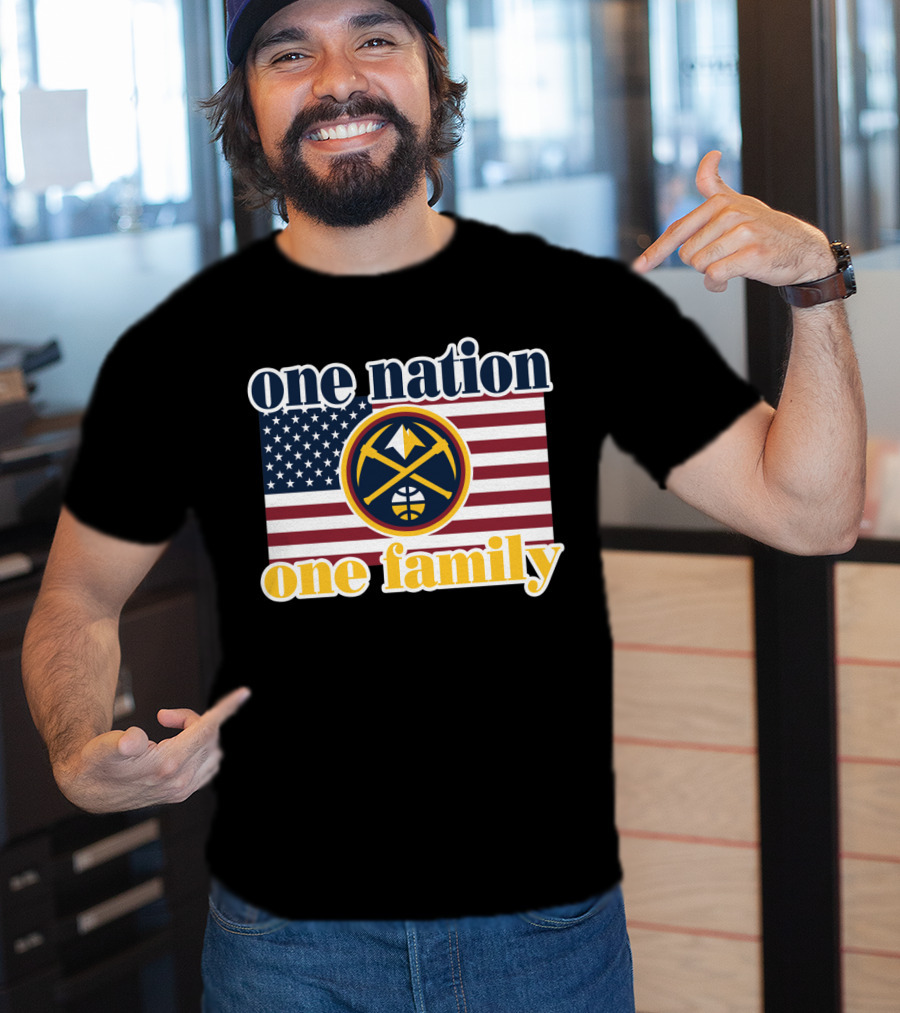 One Nation One Family Denver Nuggets American Flag T-Shirt