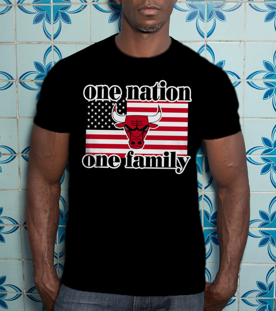 One Nation One Family Chicago Bulls 1985 Usa Flag T-Shirt