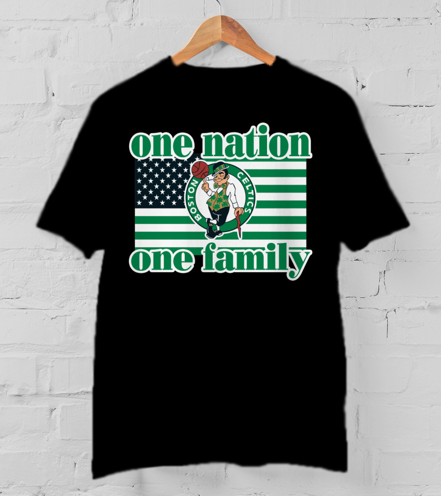 Boston Celtics One Nation One Family Usa Flag T-Shirt