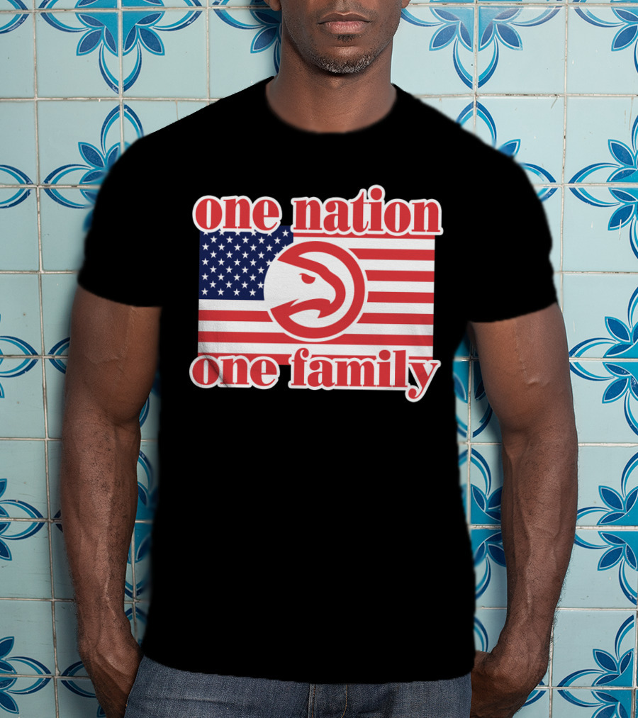 Atlanta Hawks One Nation One Family Usa Flag T-Shirt