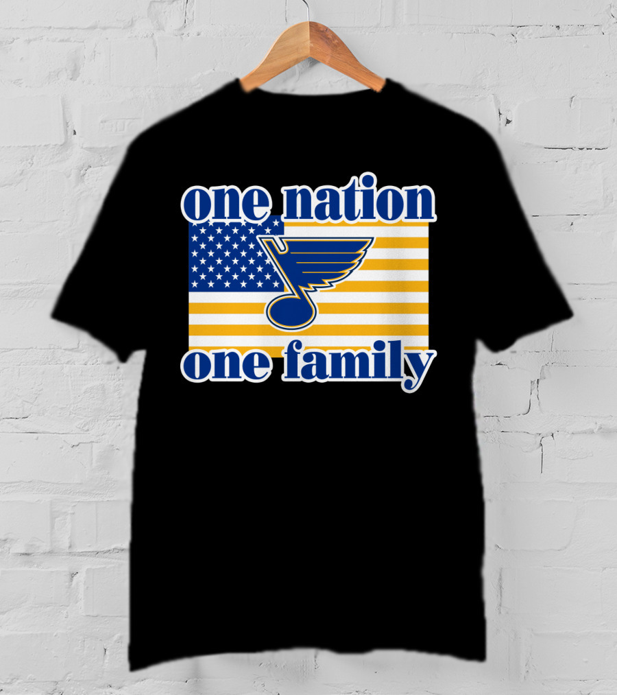 St Louis Blues One Nation One Family American Flag T-Shirt