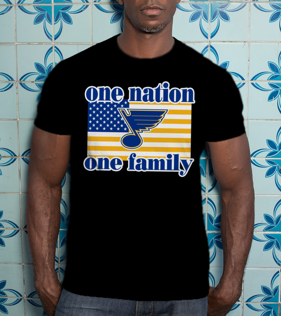 St Louis Blues One Nation One Family American Flag T-Shirt