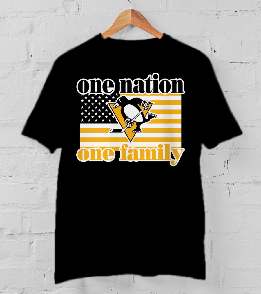 One Nation One Family 95 Pittsburgh Penguins American Flag T-Shirt