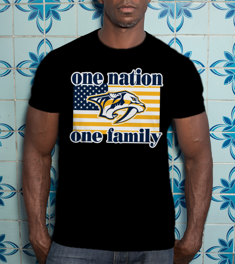 One Nation One Family Nashville Predators American Flag T-Shirt