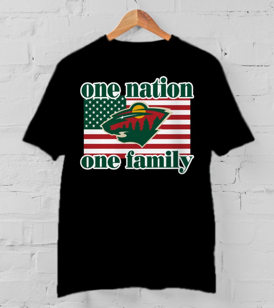 One Nation One Family 102 Minnesota Wild American Flag T-Shirt