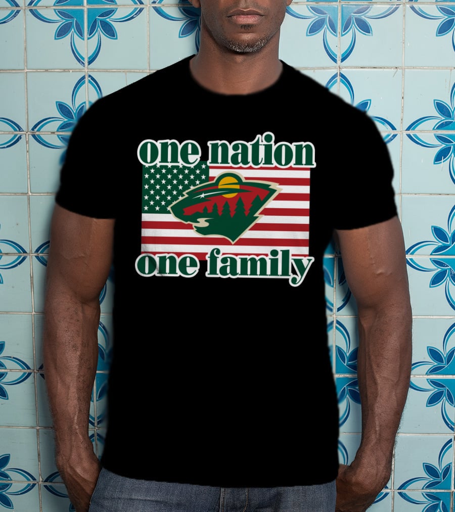 One Nation One Family 102 Minnesota Wild American Flag T-Shirt