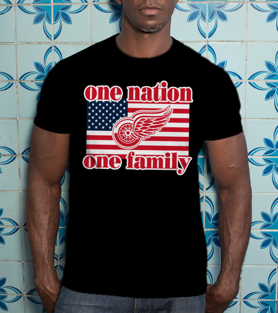 One Nation One Family Detroit Red Wings 105 American Flag T-Shirt