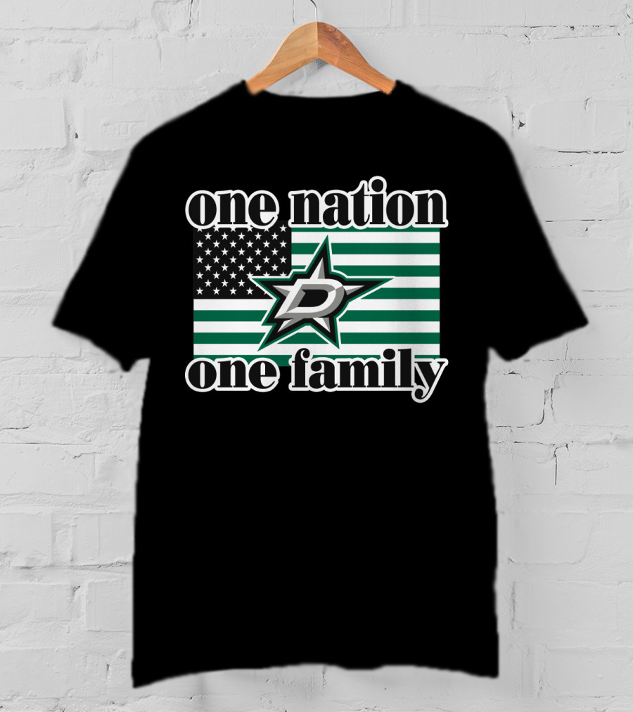 One Nation One Family Dallas Stars D Logo American Flag T-Shirt