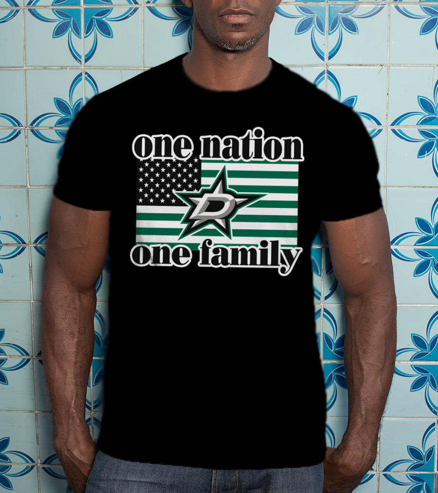 One Nation One Family Dallas Stars D Logo American Flag T-Shirt