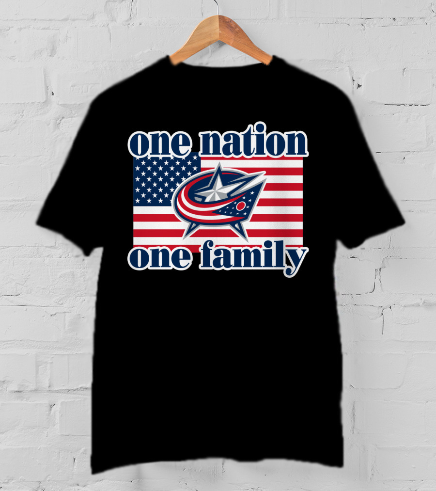 One Nation One Family 107 Columbus Blue Jackets Flag T-Shirt