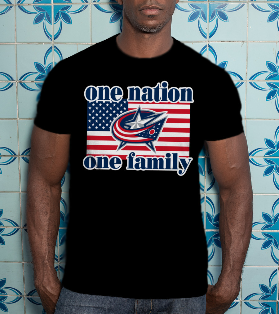 One Nation One Family 107 Columbus Blue Jackets Flag T-Shirt