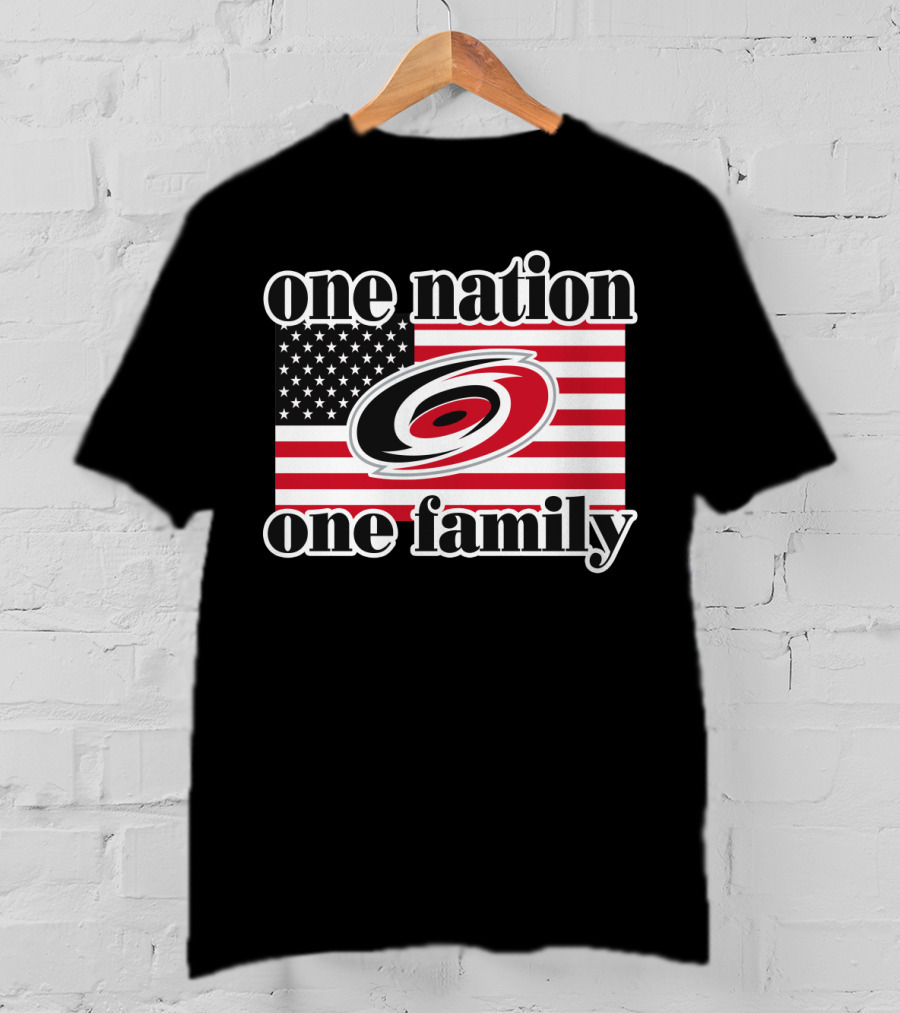 One Nation One Family Carolina Hurricanes Usa Flag T-Shirt