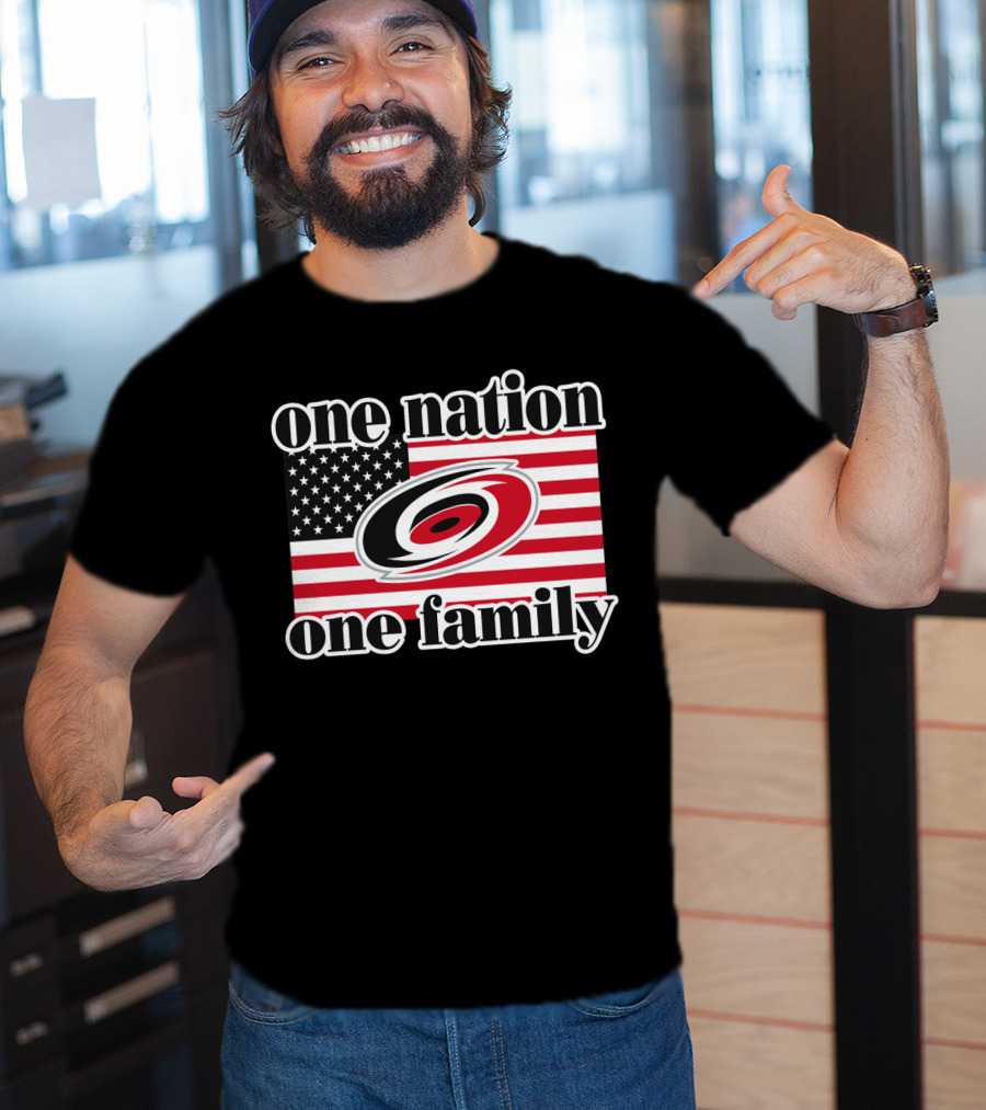 One Nation One Family Carolina Hurricanes Usa Flag T-Shirt