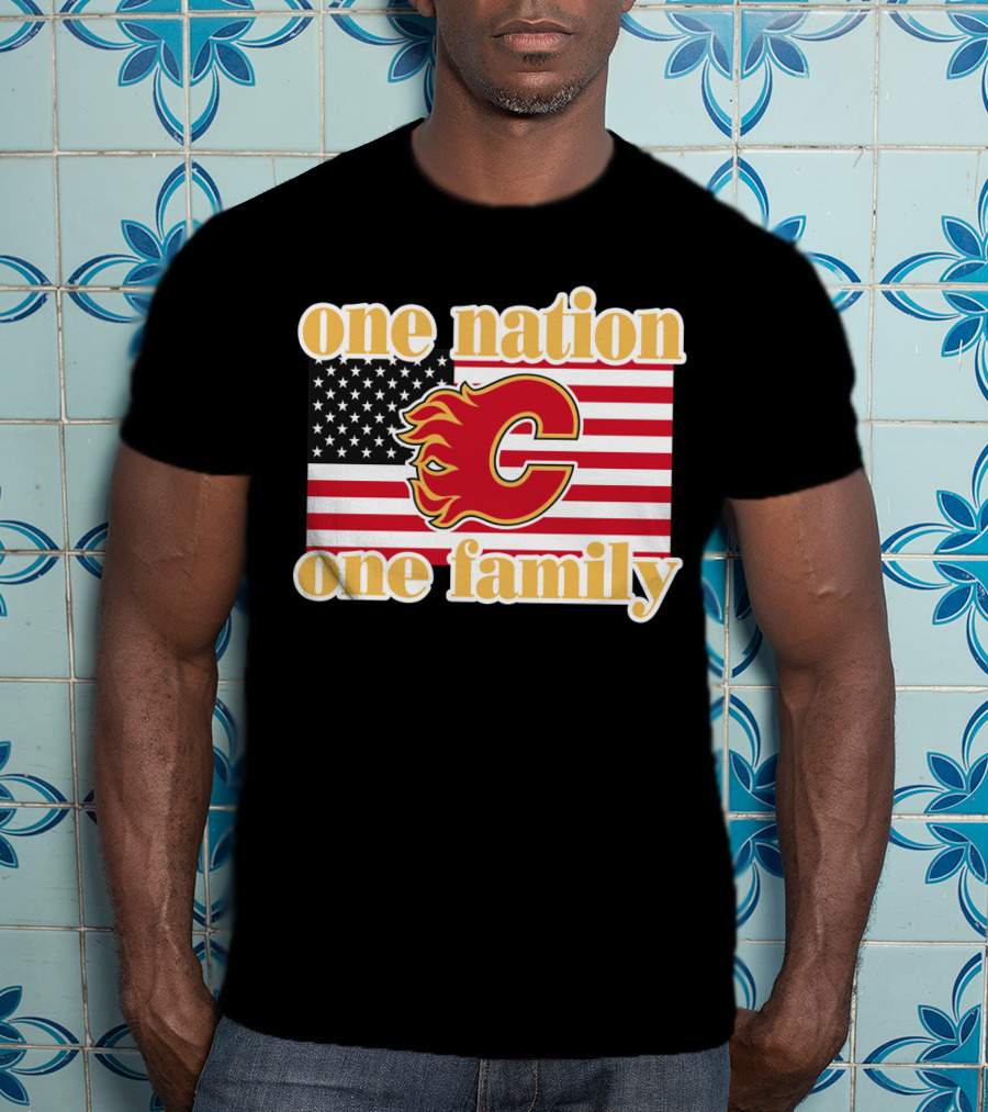 One Nation One Family Calgary Flames American Flag T-Shirt