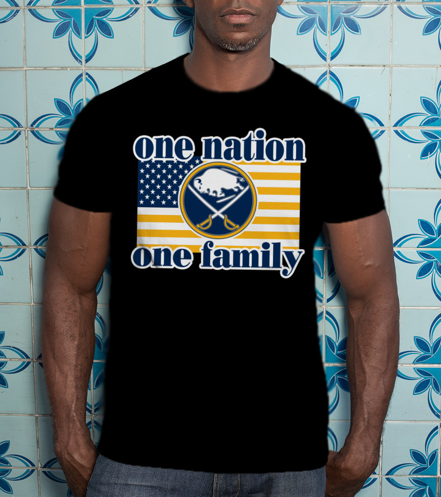 One Nation One Family Buffalo Sabres American Flag T-Shirt