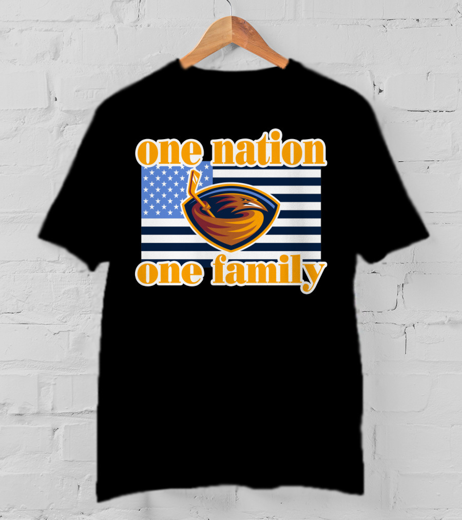 One Nation One Family Atlanta Thrashers Logo American Flag T-Shirt