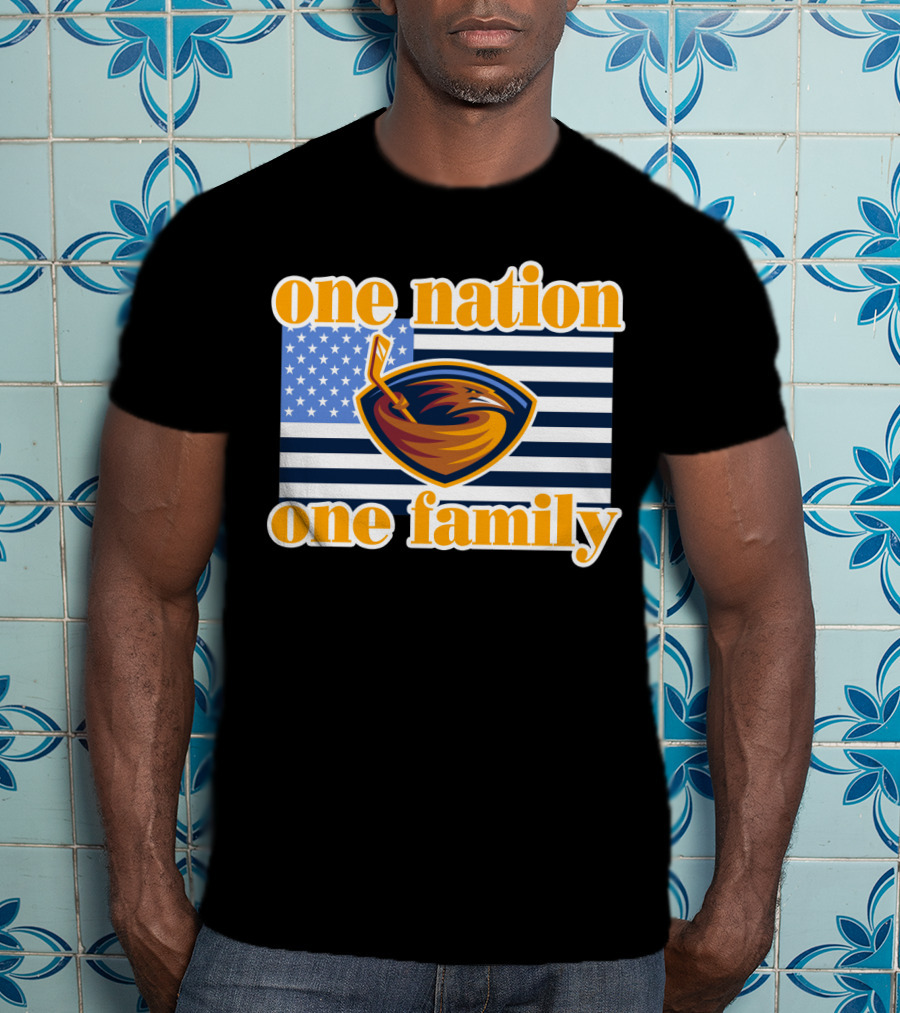 One Nation One Family Atlanta Thrashers Logo American Flag T-Shirt
