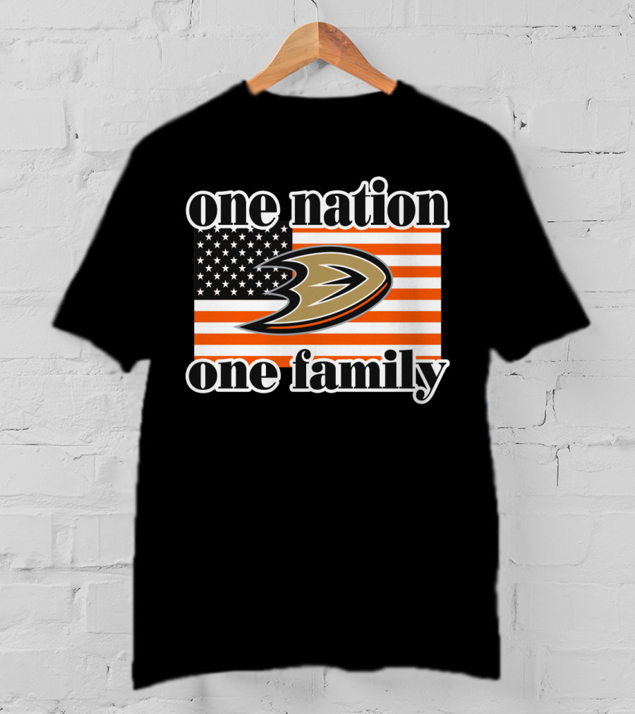 One Nation One Family Anaheim Ducks American Flag T-Shirt