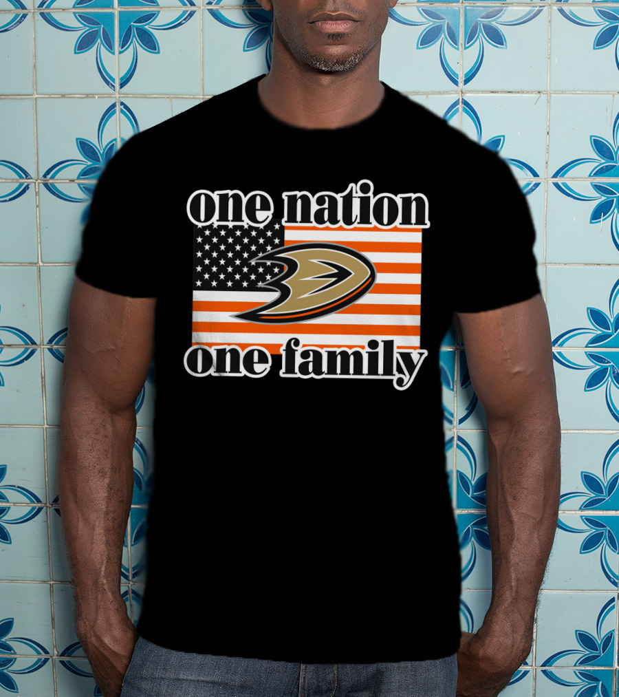One Nation One Family Anaheim Ducks American Flag T-Shirt