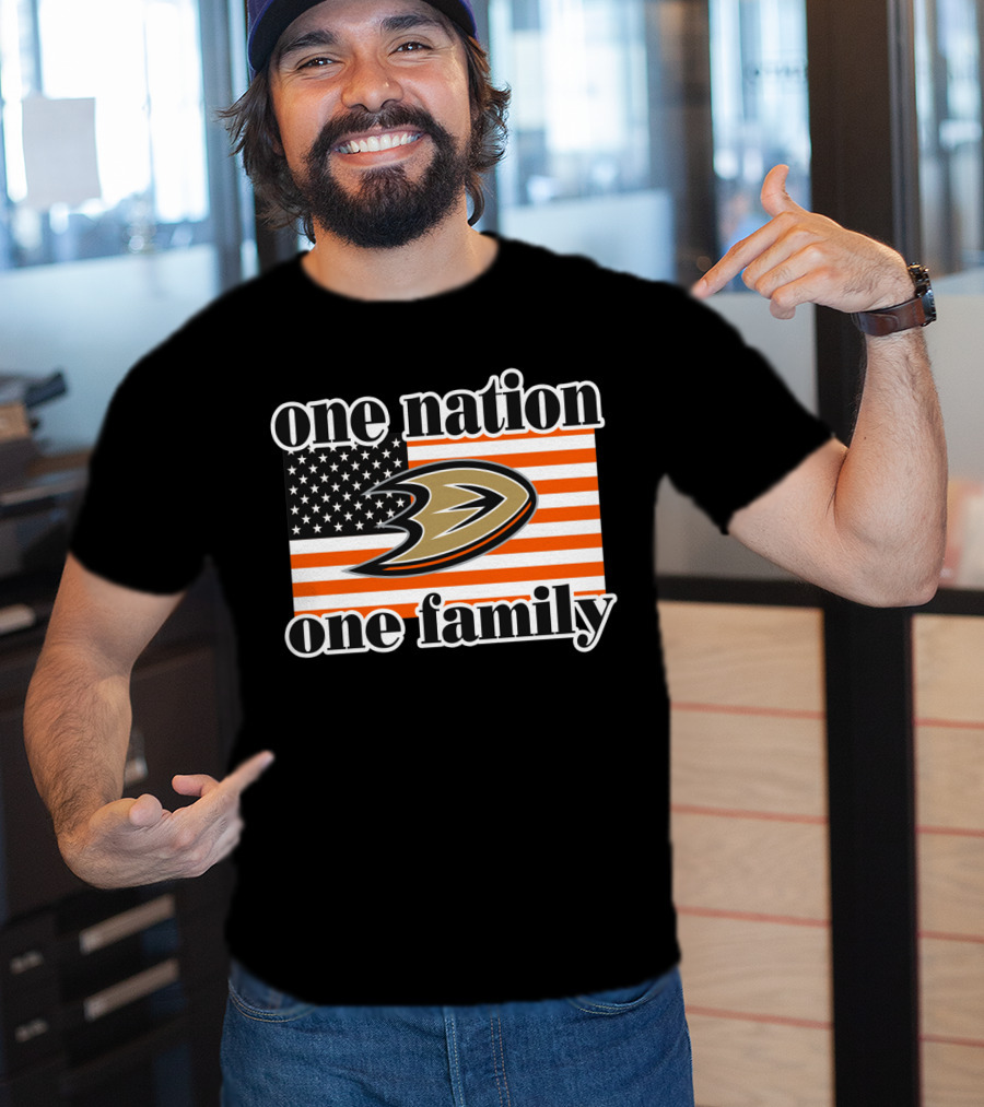 One Nation One Family Anaheim Ducks American Flag T-Shirt