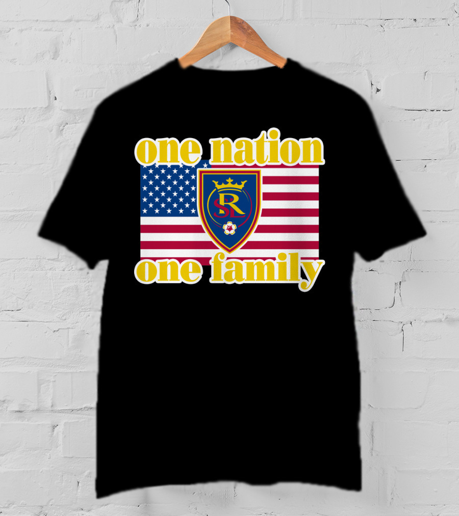 One Nation One Family Real Salt Lake Usa Flag Soccer Crest T-Shirt