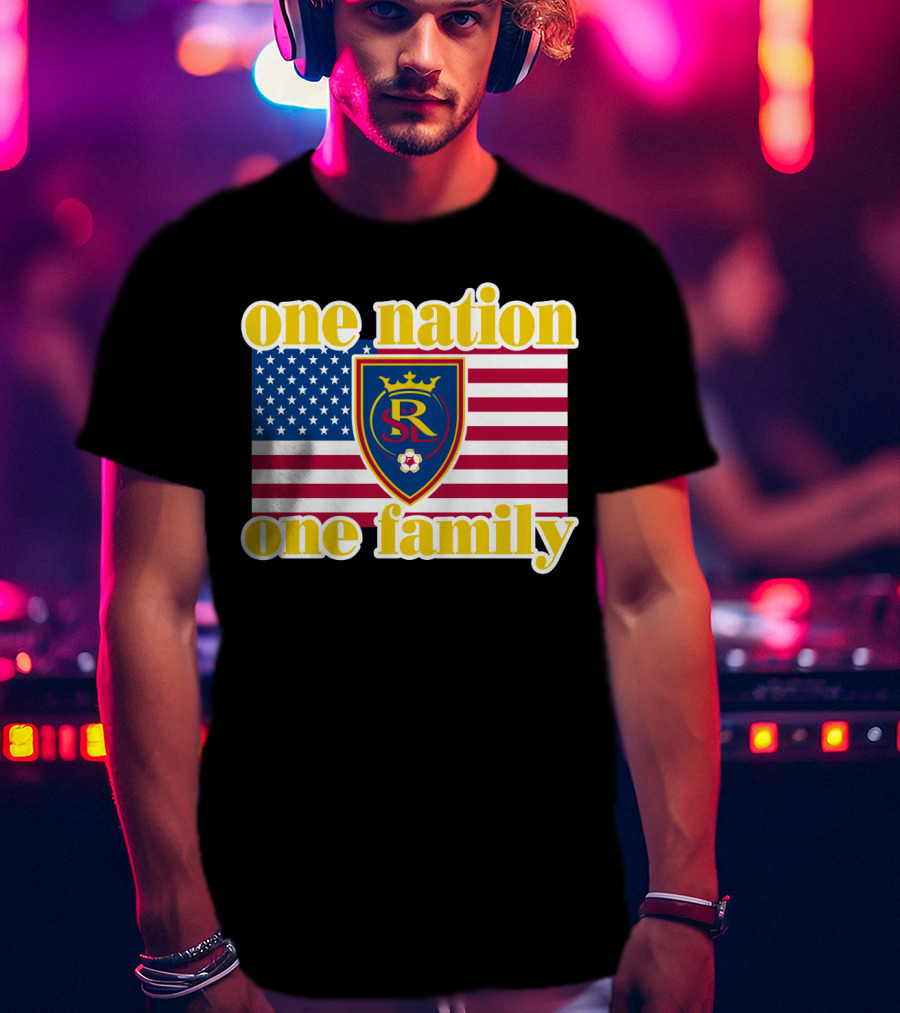 One Nation One Family Real Salt Lake Usa Flag Soccer Crest T-Shirt