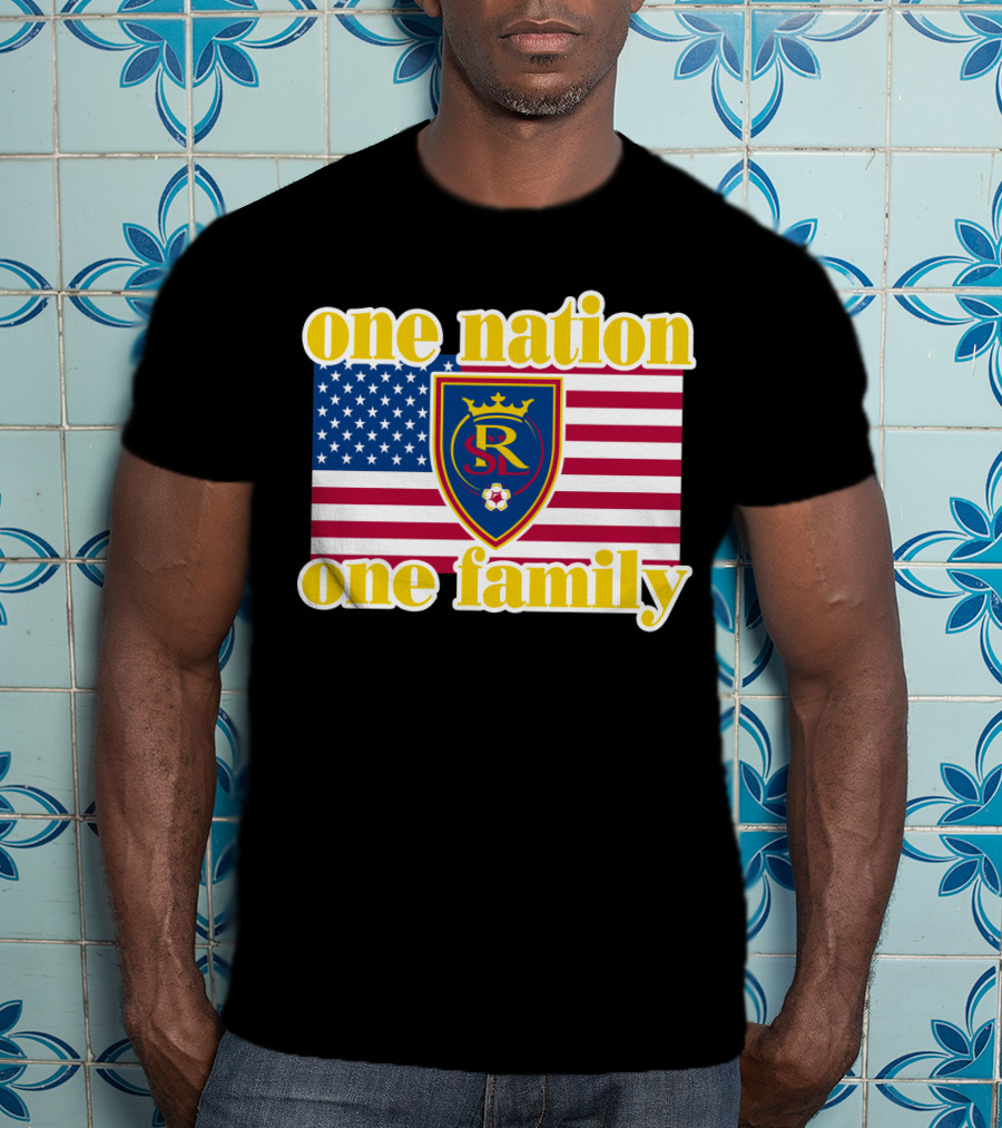 One Nation One Family Real Salt Lake Usa Flag Soccer Crest T-Shirt