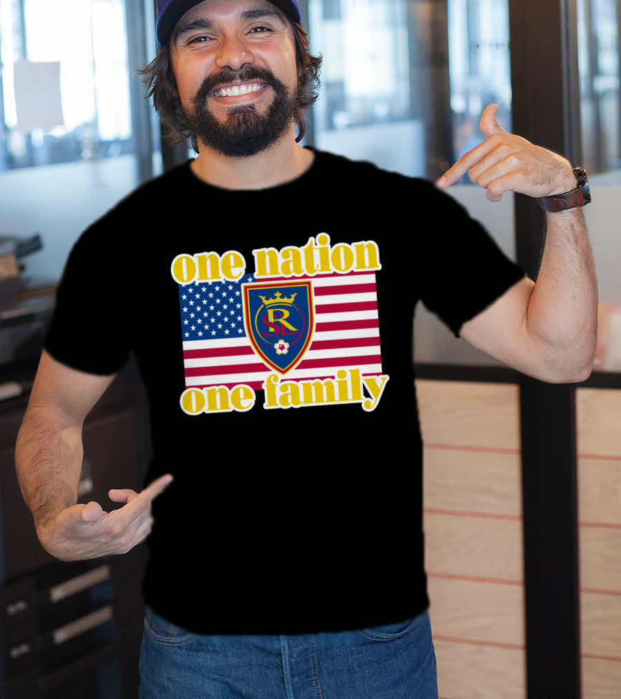 One Nation One Family Real Salt Lake Usa Flag Soccer Crest T-Shirt