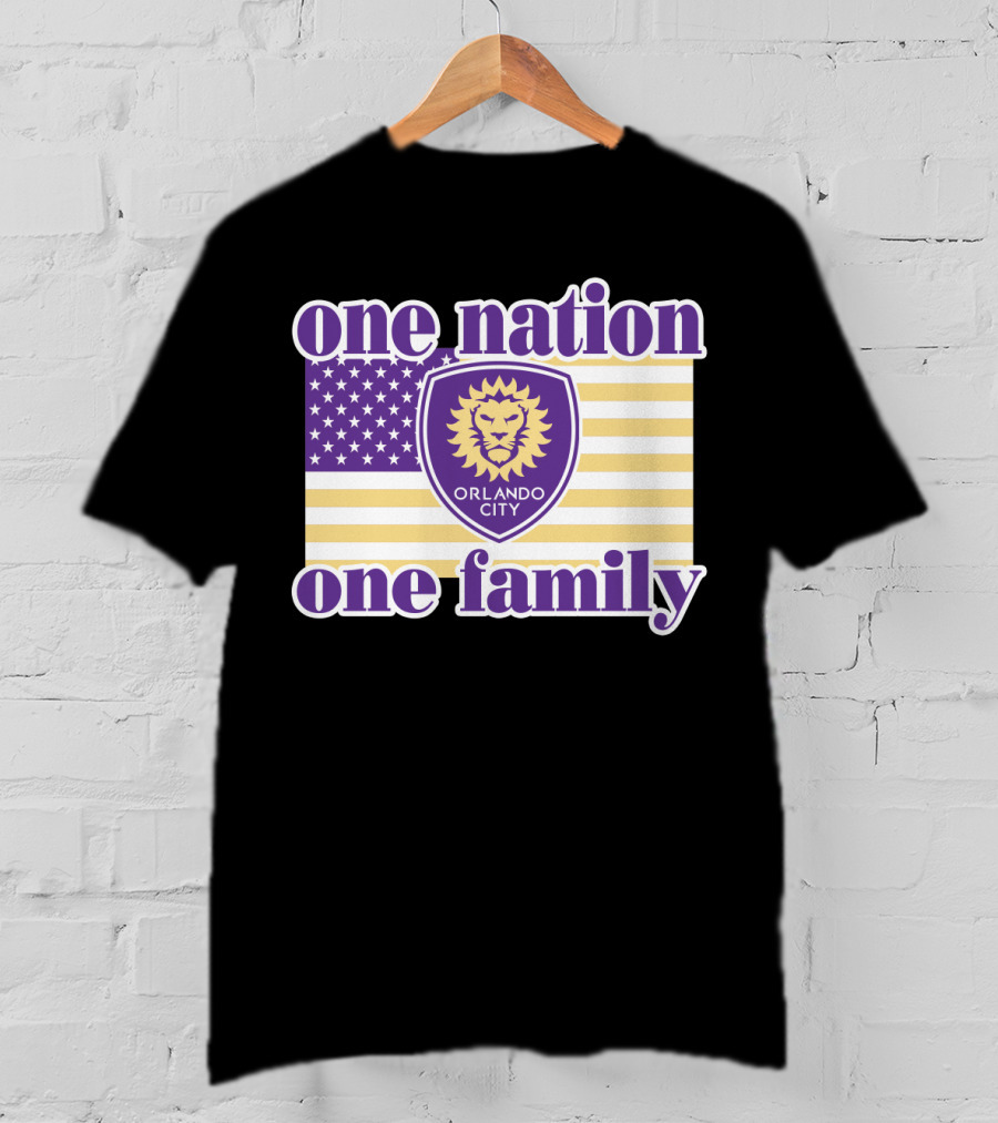 One Nation One Family Orlando City Sc American Flag Lion T-Shirt