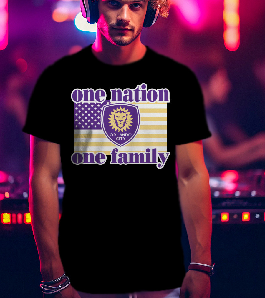 One Nation One Family Orlando City Sc American Flag Lion T-Shirt