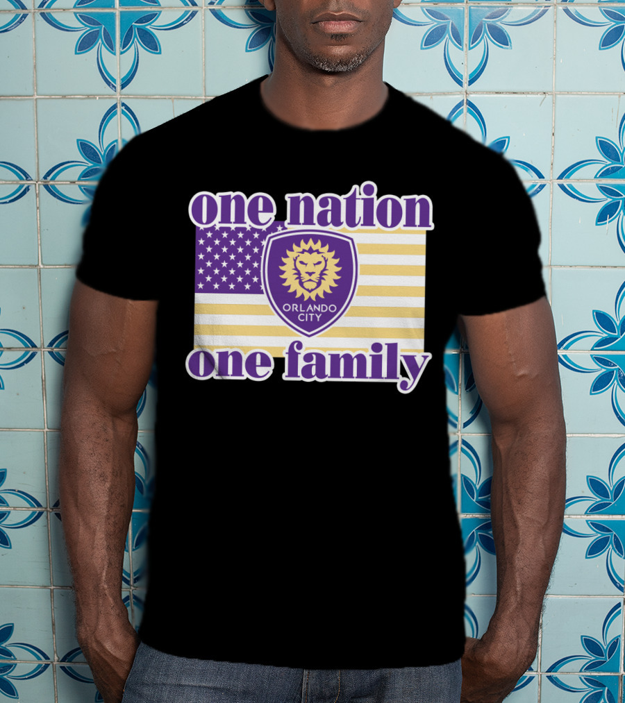 One Nation One Family Orlando City Sc American Flag Lion T-Shirt