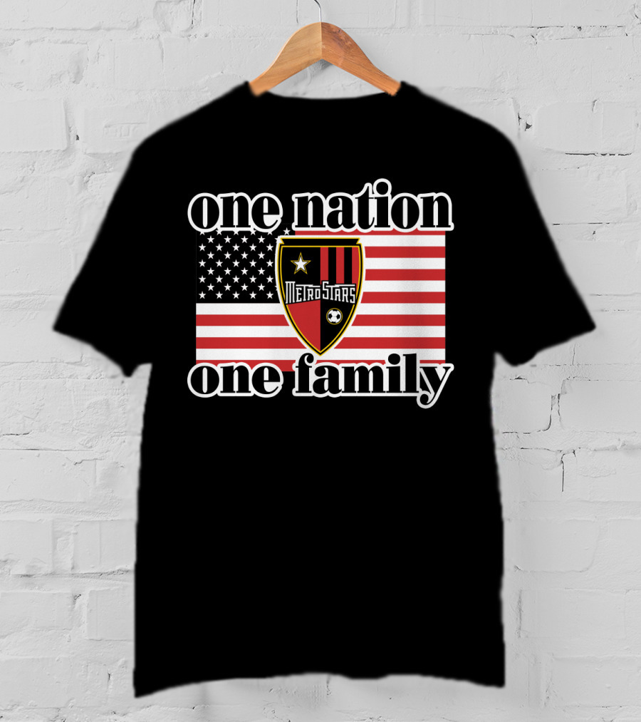 One Nation One Family Metrostars 136 Usa Flag Soccer Shield T-Shirt