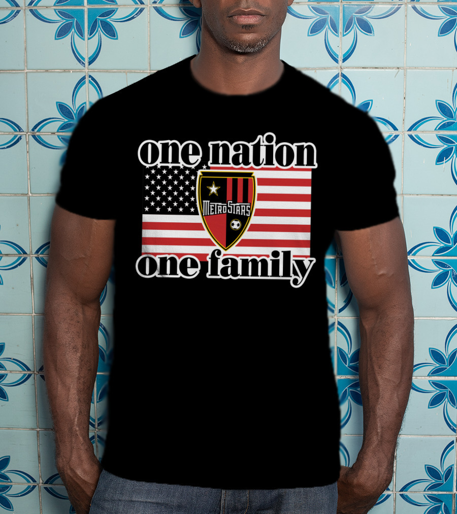 One Nation One Family Metrostars 136 Usa Flag Soccer Shield T-Shirt