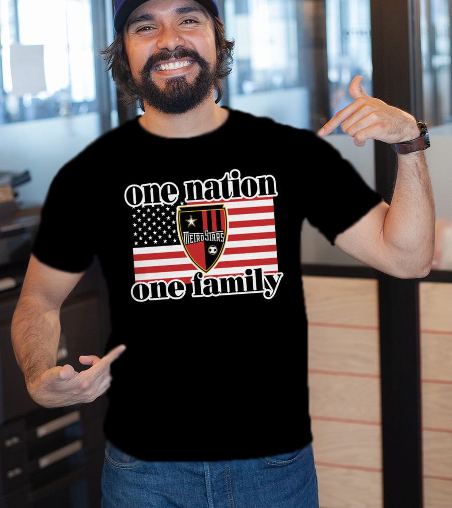 One Nation One Family Metrostars 136 Usa Flag Soccer Shield T-Shirt