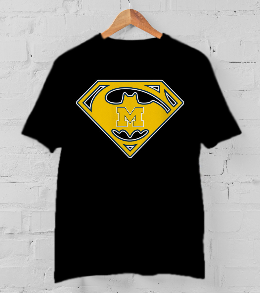 Michigan Wolverines Batman Superman Logo Icon T-Shirt