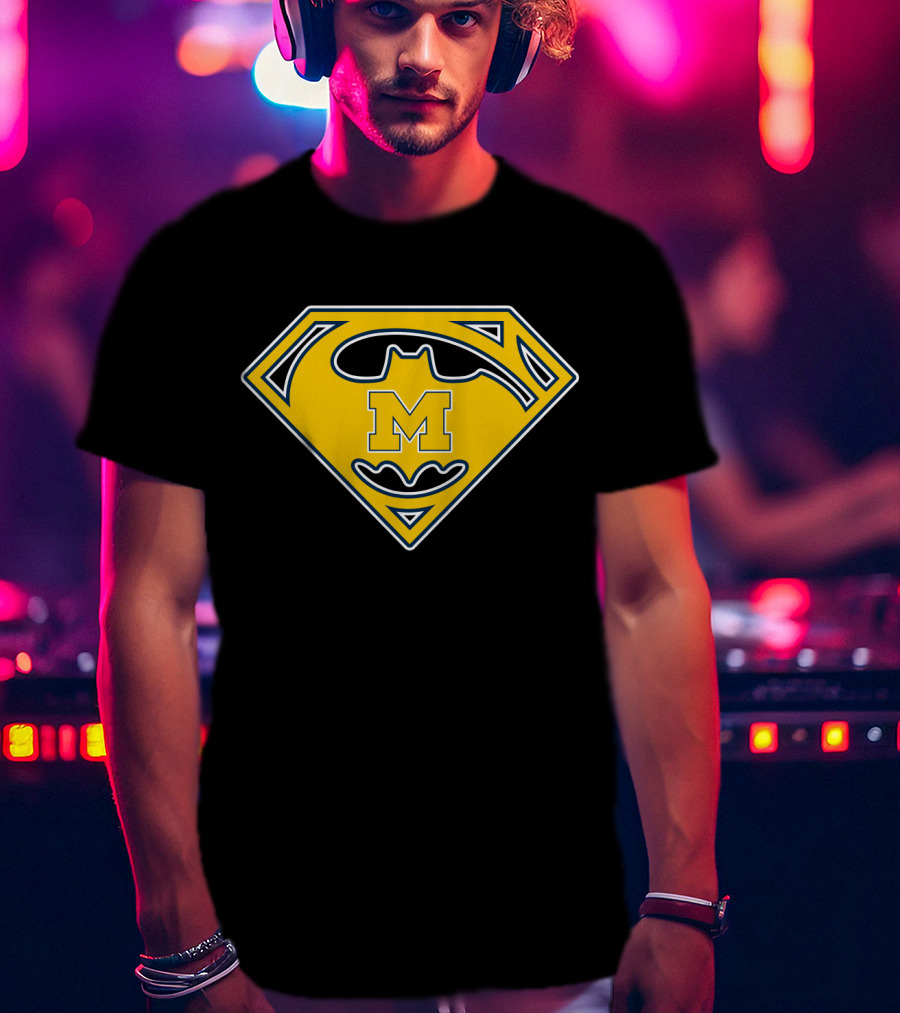 Michigan Wolverines Batman Superman Logo Icon T-Shirt