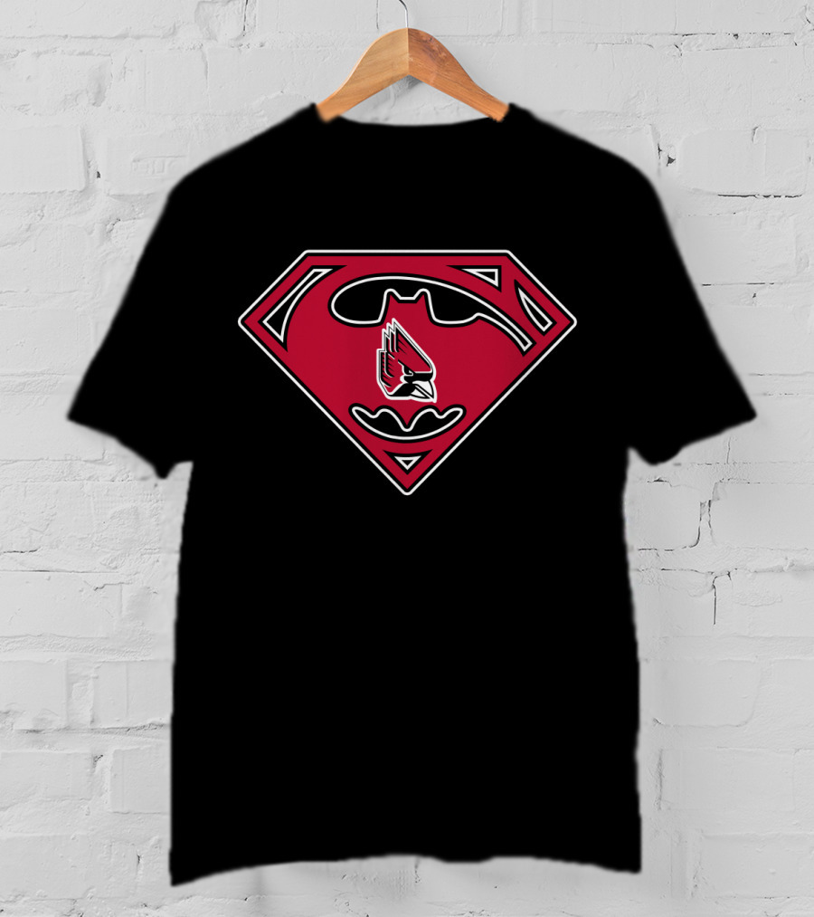 Ball State Cardinals 1993 Classic Superman Batman Mashup T-Shirt