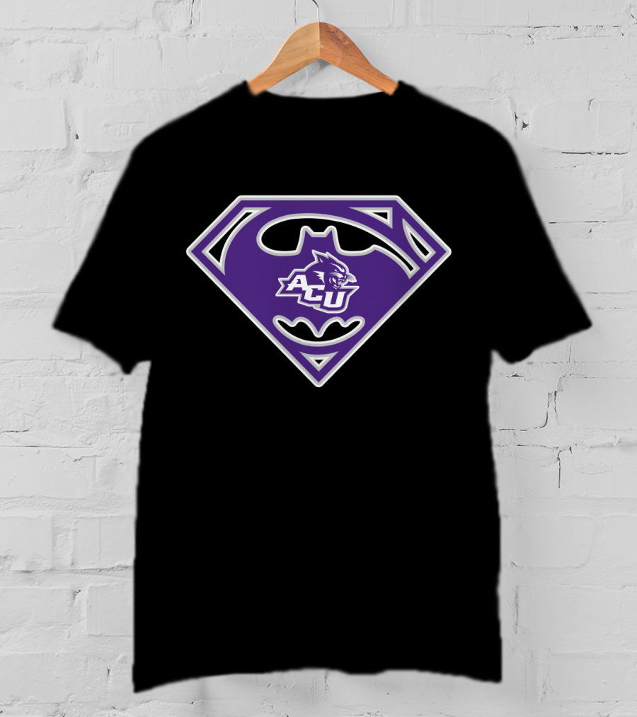 Acu Abilene Christian Wildcats Superhero Logo Purple T-Shirt