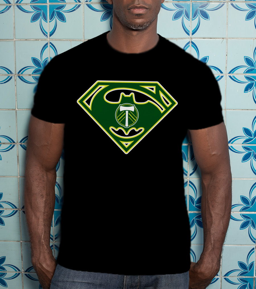 Portland Timbers Batman Superman Logo Combination T-Shirt