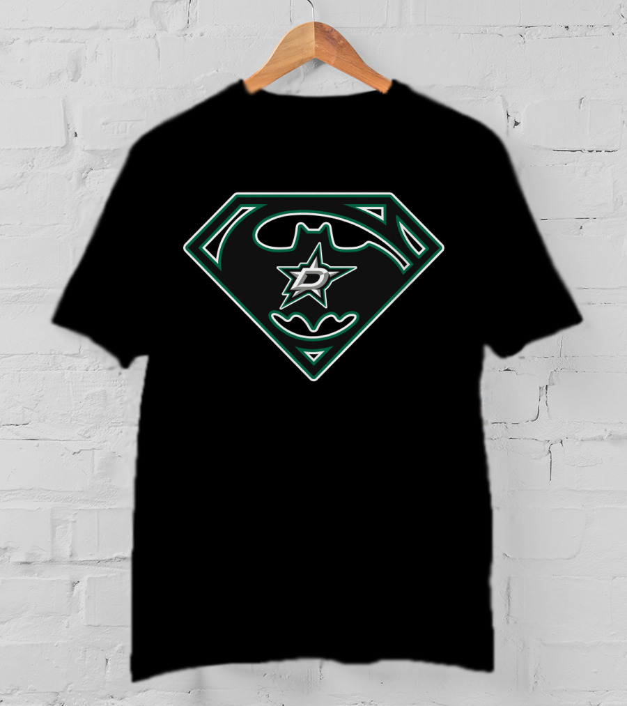 Dallas Stars Batman Superman Logo Fusion T-Shirt