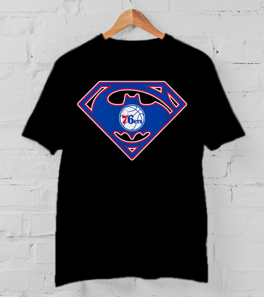 Philadelphia 76ers Superman Batman Logo Integration T-Shirt
