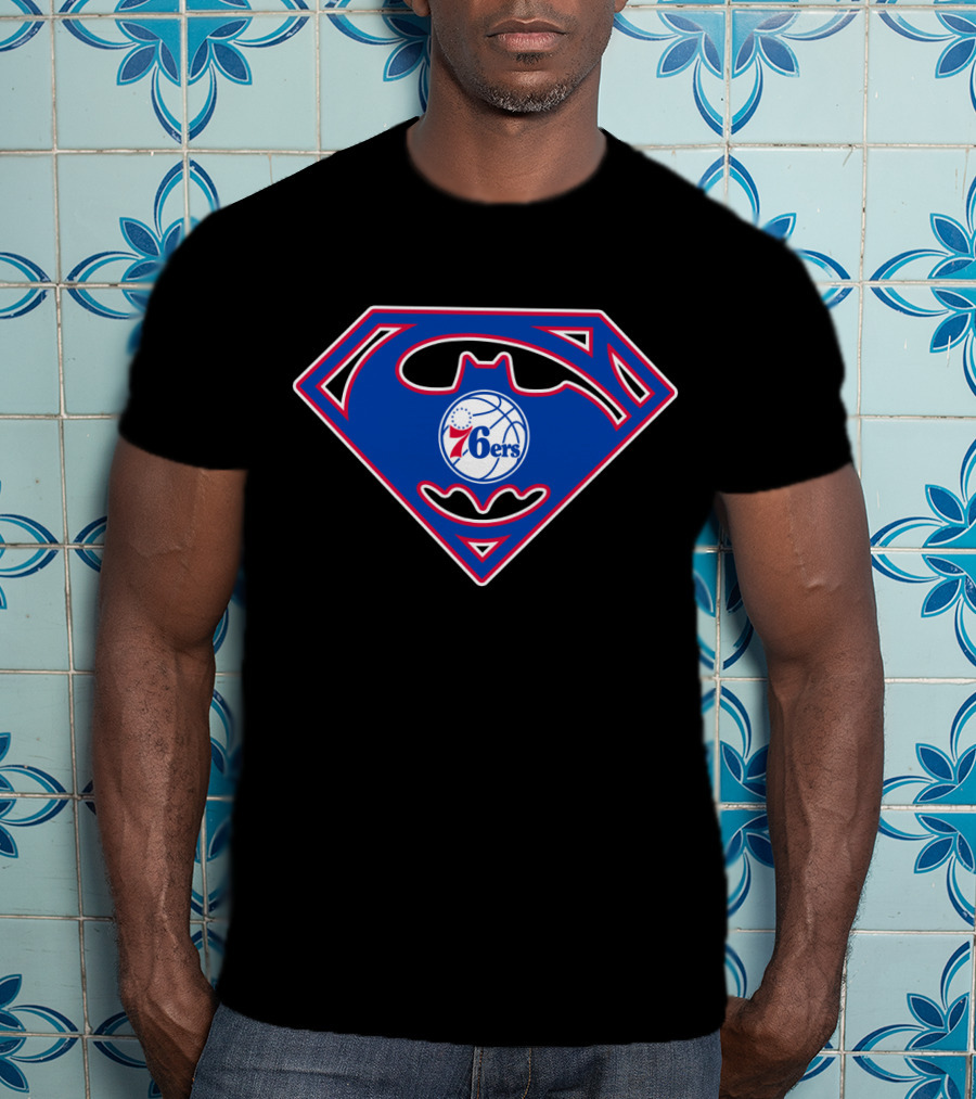 Philadelphia 76ers Superman Batman Logo Integration T-Shirt