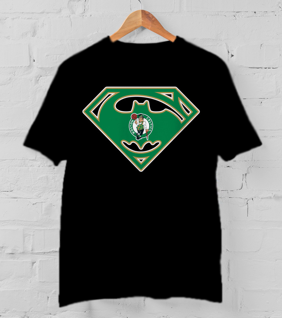 Boston Celtics Superman Batman Logo Mashup T-Shirt