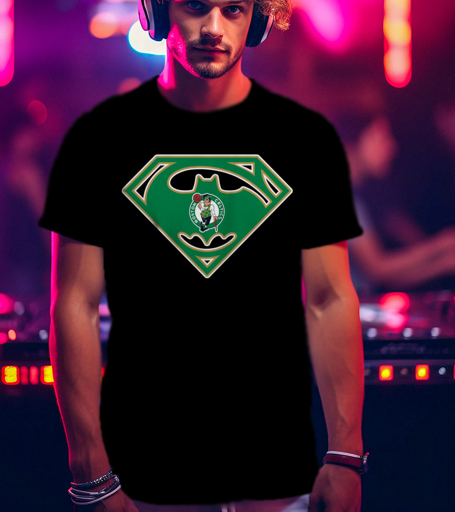 Boston Celtics Superman Batman Logo Mashup T-Shirt