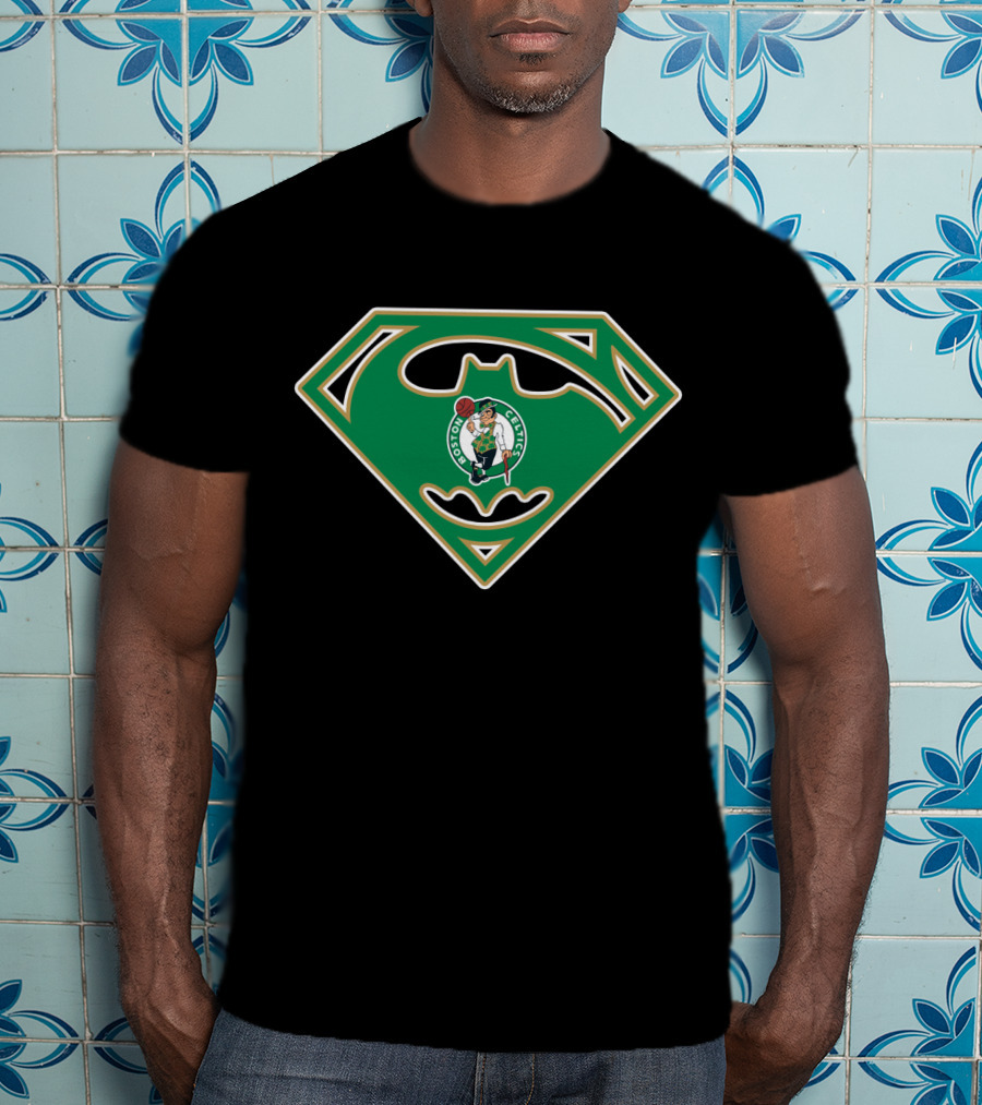 Boston Celtics Superman Batman Logo Mashup T-Shirt